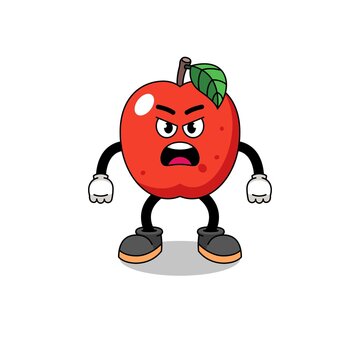 apple cartoon illustration with angry expression