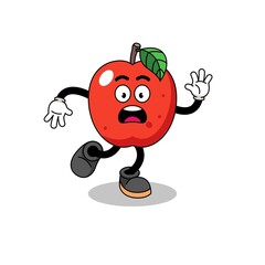slipping apple mascot illustration