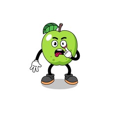 Character Illustration of green apple with tongue sticking out