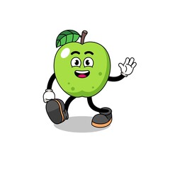 green apple cartoon walking