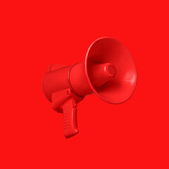 red megaphone loudspeaker on a red background