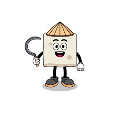 Illustration of tofu as an asian farmer