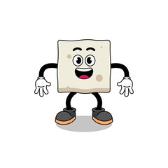 tofu cartoon with surprised gesture