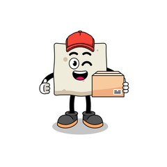 tofu mascot cartoon as an courier