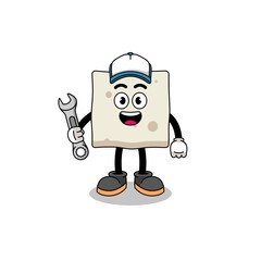 Fototapeta premium tofu illustration cartoon as a mechanic