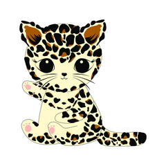 Fototapeta na wymiar Baby safari Animal Scandinavian art prints. Cute cartoon cat leopard cub 