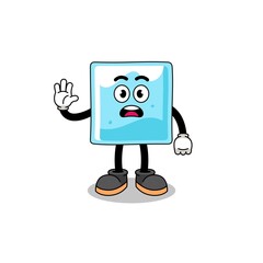 ice block cartoon illustration doing stop hand