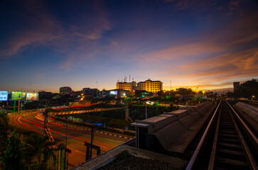 sunset in the yogyakarta city