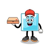 Fototapeta premium ice block illustration as a pizza deliveryman