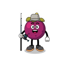 Mascot Illustration of mangosteen fisherman