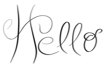 hand drawn hello text isolated on white background