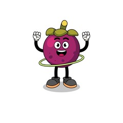 Character Illustration of mangosteen playing hula hoop
