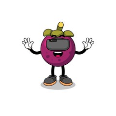 Illustration of mangosteen with a vr headset