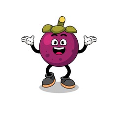 mangosteen cartoon searching with happy gesture