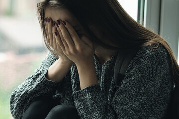 Post Traumatic Disorder, sad girl with psychological trauma is experiencing stress, psychosis,...