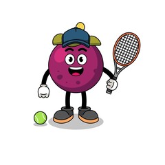 mangosteen illustration as a tennis player