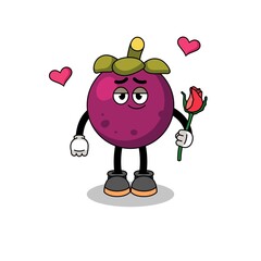 mangosteen mascot falling in love