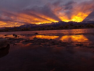 sunset over the lake