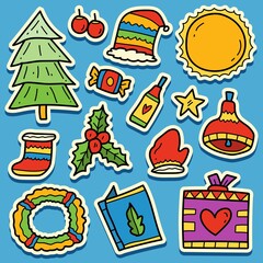 christmas doodle cartoon sticker design