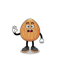 almond cartoon illustration doing stop hand