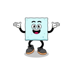 sugar cube cartoon searching with happy gesture