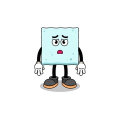 sugar cube cartoon illustration with sad face