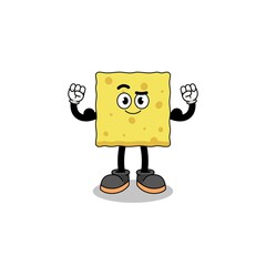 Mascot cartoon of sponge posing with muscle