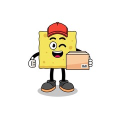 sponge mascot cartoon as an courier