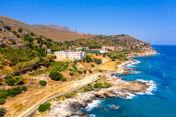 The small traditional village of Kolybari with monastery of Panagia Odigitria, Chania, Crete,...