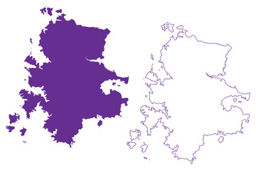 Iki island (Japan, East Asia, Japanese archipelago) map vector illustration, scribble sketch Iki retto map