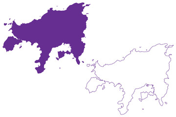 Shodoshima island (Japan, East Asia, Japanese archipelago) map vector illustration, scribble sketch Shodo map
