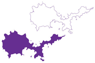 Suo-Oshima island (Japan, East Asia, Japanese archipelago) map vector illustration, scribble sketch Suo Oshima or Suooshima map