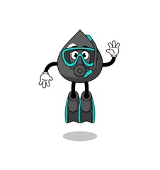 Character cartoon of oil as a diver
