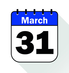Fototapeta premium March day 31 blue - Calendar Icon - Vector Illustration