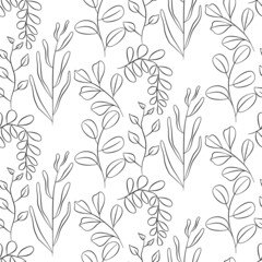 Vector seamless half-drop pattern, with leaves 