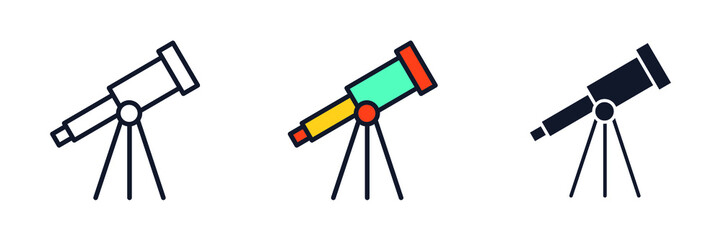 astronomy telescope icon symbol template for graphic and web design collection logo vector illustration