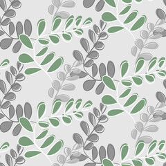 Vector seamless half-drop pattern, with leaves 