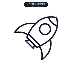 rocket astronautics icon symbol template for graphic and web design collection logo vector illustration
