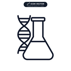 test tube and dna biochemistry icon symbol template for graphic and web design collection logo vector illustration