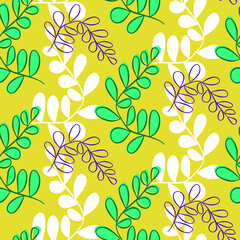Vector seamless half-drop pattern, with leaves 