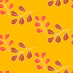 Vector seamless half-drop pattern, with leaves 