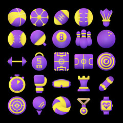 Sport Equipment icons set