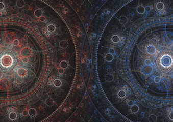 Abstract mechanical fractal, time and steampunk background