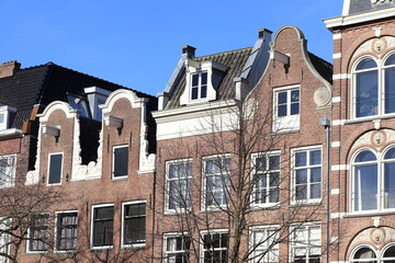 Fototapeta na wymiar Amsterdam Keizersgracht Canal Historic House Facades Close Up, Netherlands