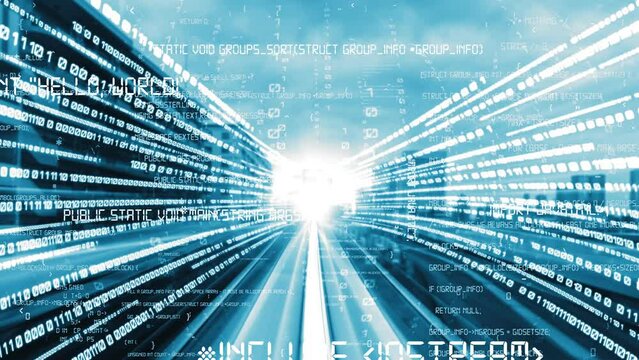 Software development, application programming code and tacit computer coding . Concept of smart digital transformation and technology disruption that changes global trends in new information era .