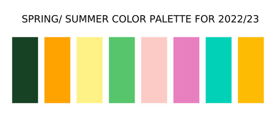 Spring/ summer color palette for 2022/23 for web design, graphic design, art etc.