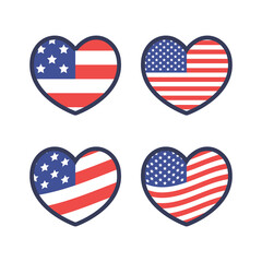 United States flag in heart shape. USA national emblem. American love patriotic symbol.