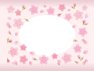 桜の花をあしらったフレーム,楕円形