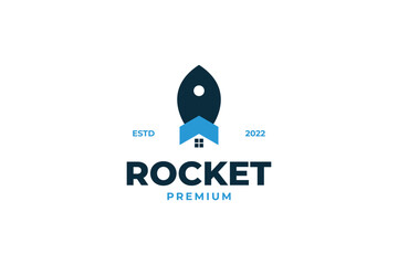 Rocket house logo design vector template