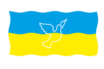 Fahne der Ukraine mit einer weißen Friedenstaube